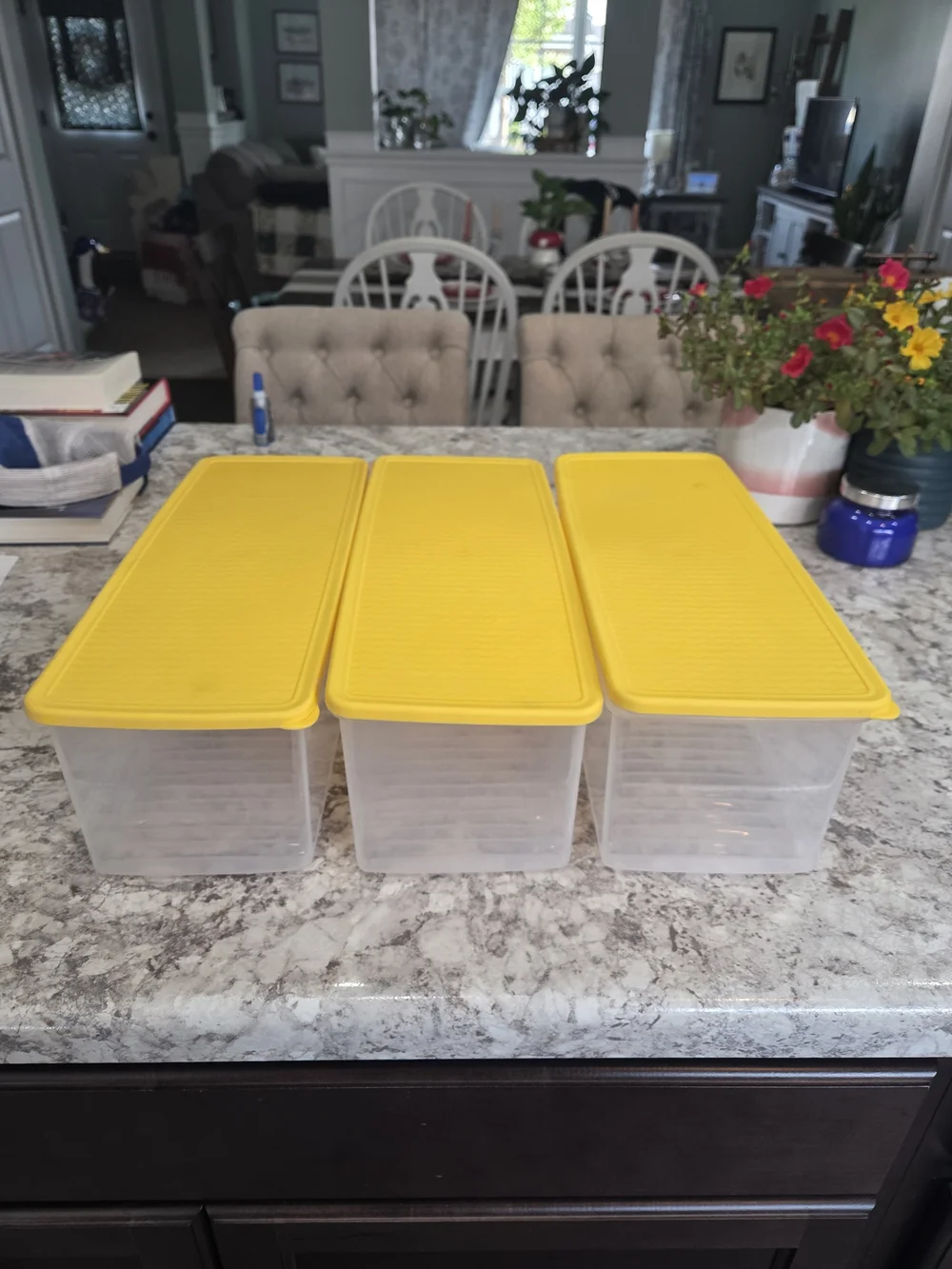 S/3 Tupperware Large FridgeSmart Yellow Fruit Veggie Refrigerator Container